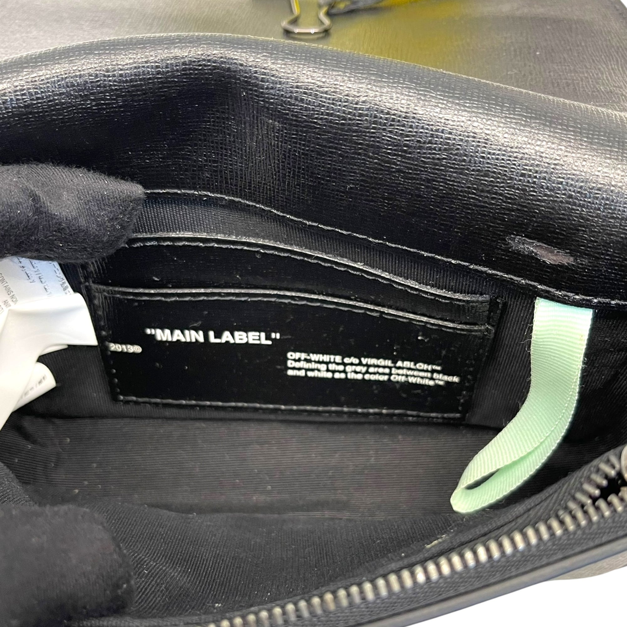 Off-White Black/White Diagonal Striped Leather Baby Flap Crossbody Bag