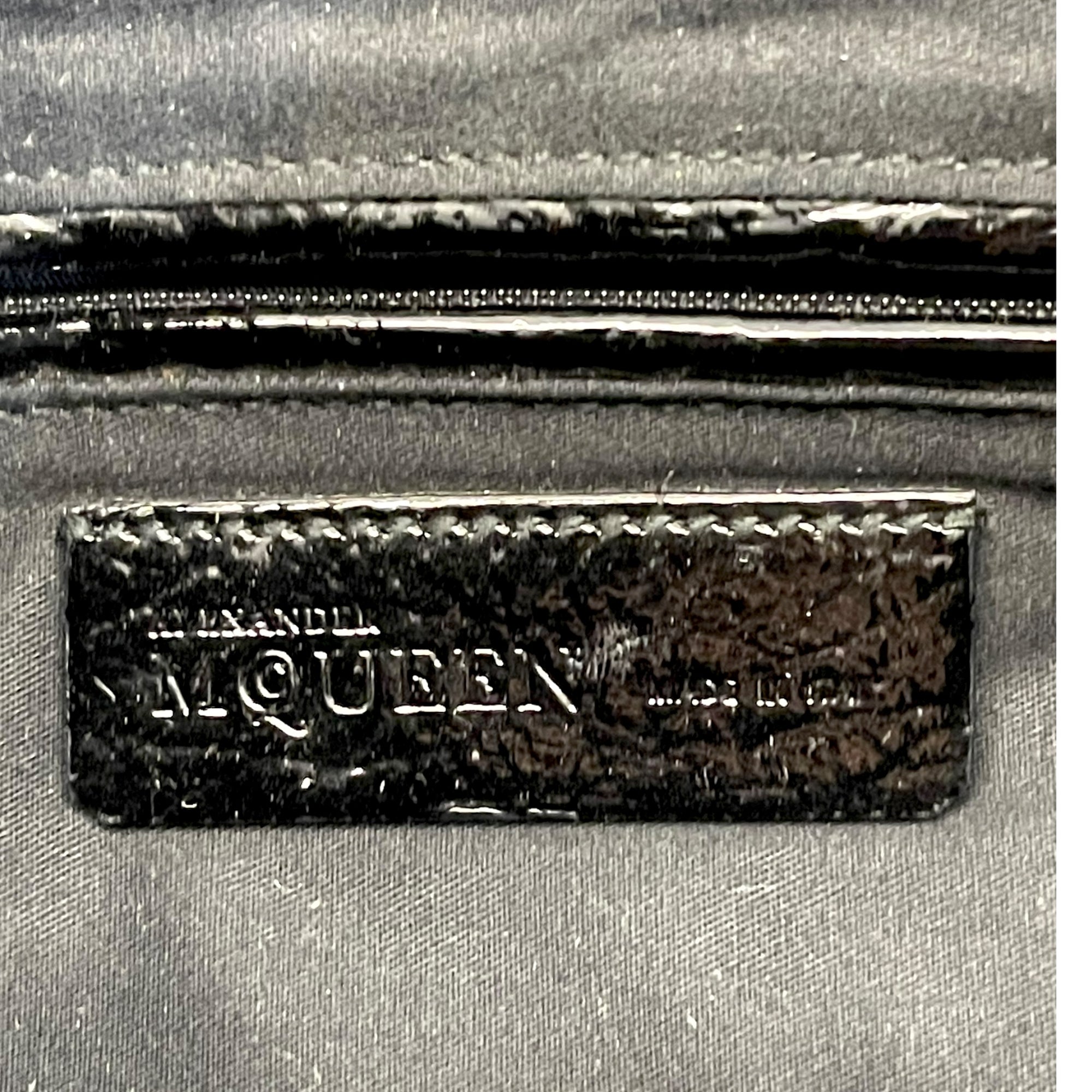 Alexander McQueen Black Croc Embossed Patent Leather