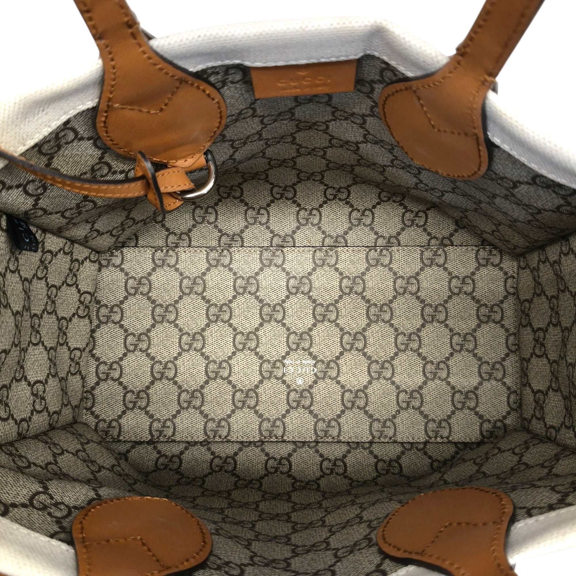Gucci Mini Tote Bag With Gucci Print Beige Brown