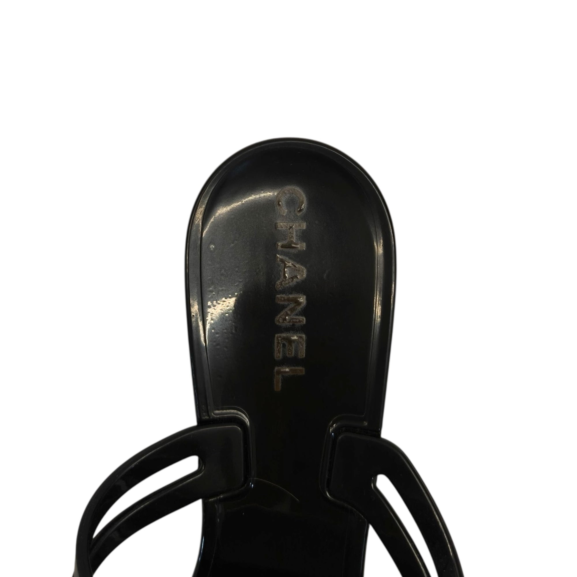 Chanel Cream/Black Jelly Camellia Thong Sandals EU 36