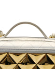 Gold Chanel Medium Lambskin Golden Plate Vanity Case Satchel