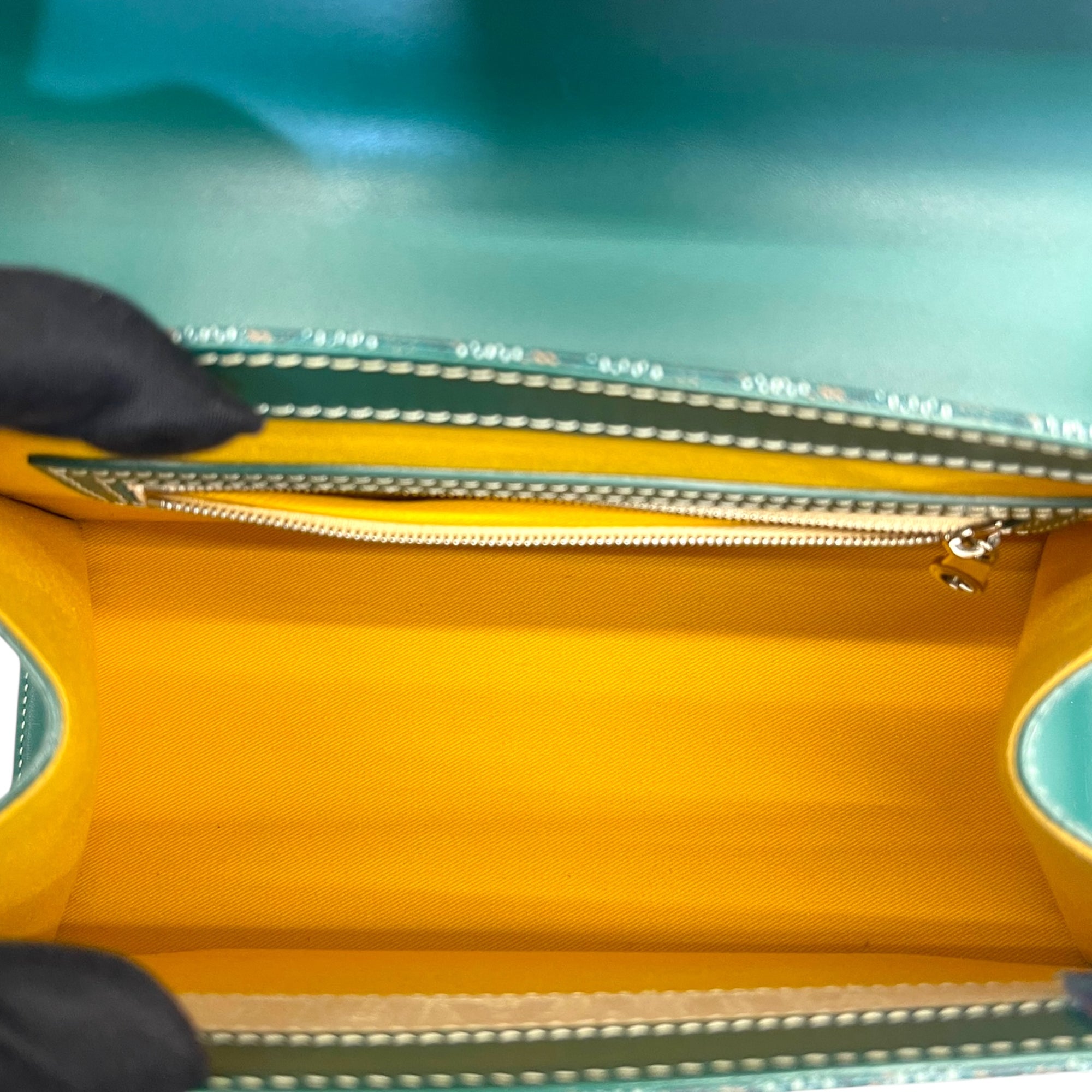 Goyard Green Coated Canvas and Leather PM Saigon Top Handle Bag