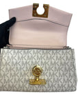 Michael Kors White/Pink Signature Coated Canvas And Leather Small Lita Crossbody Bag