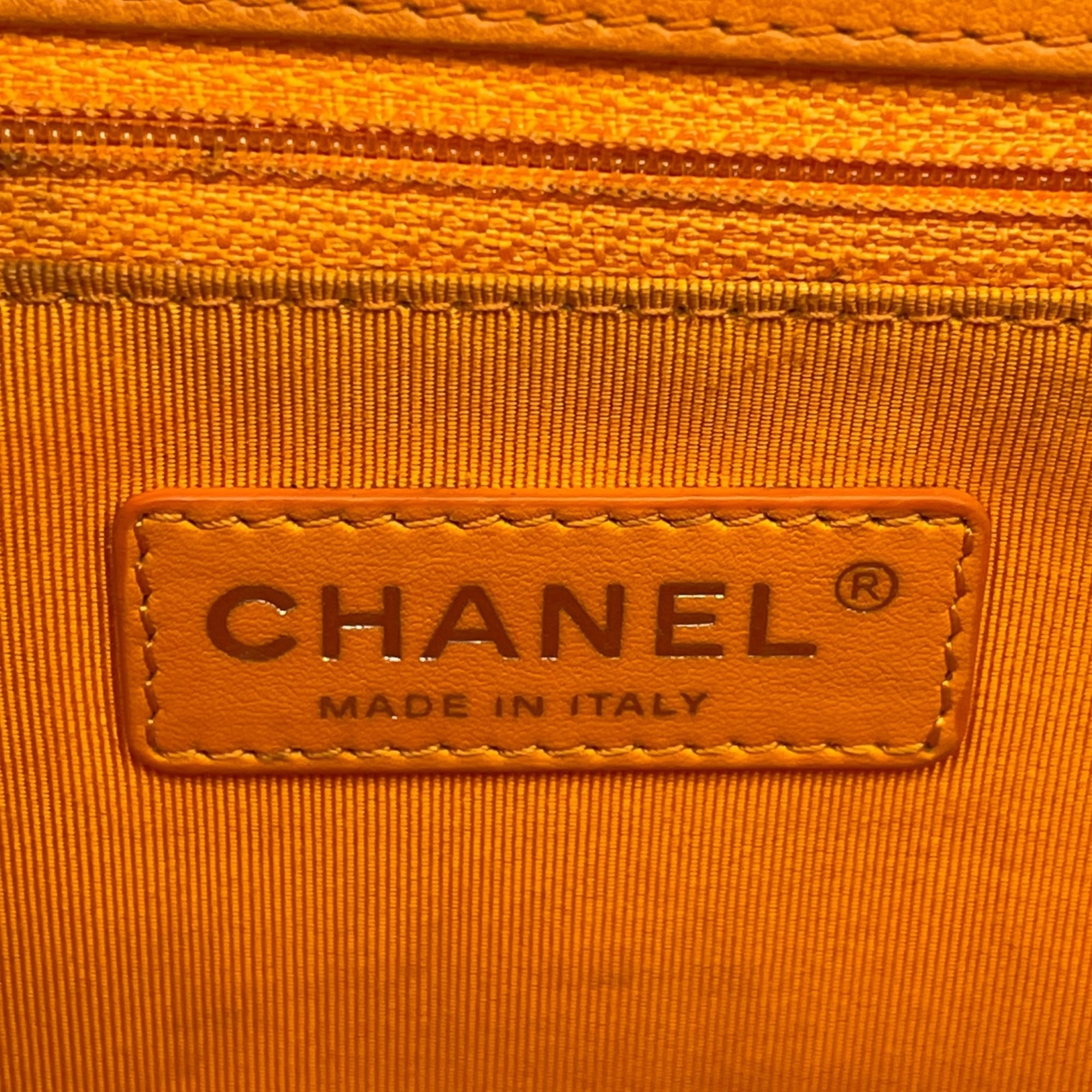 Chanel Orange Quilted Leather New Medium Boy Flap Bag