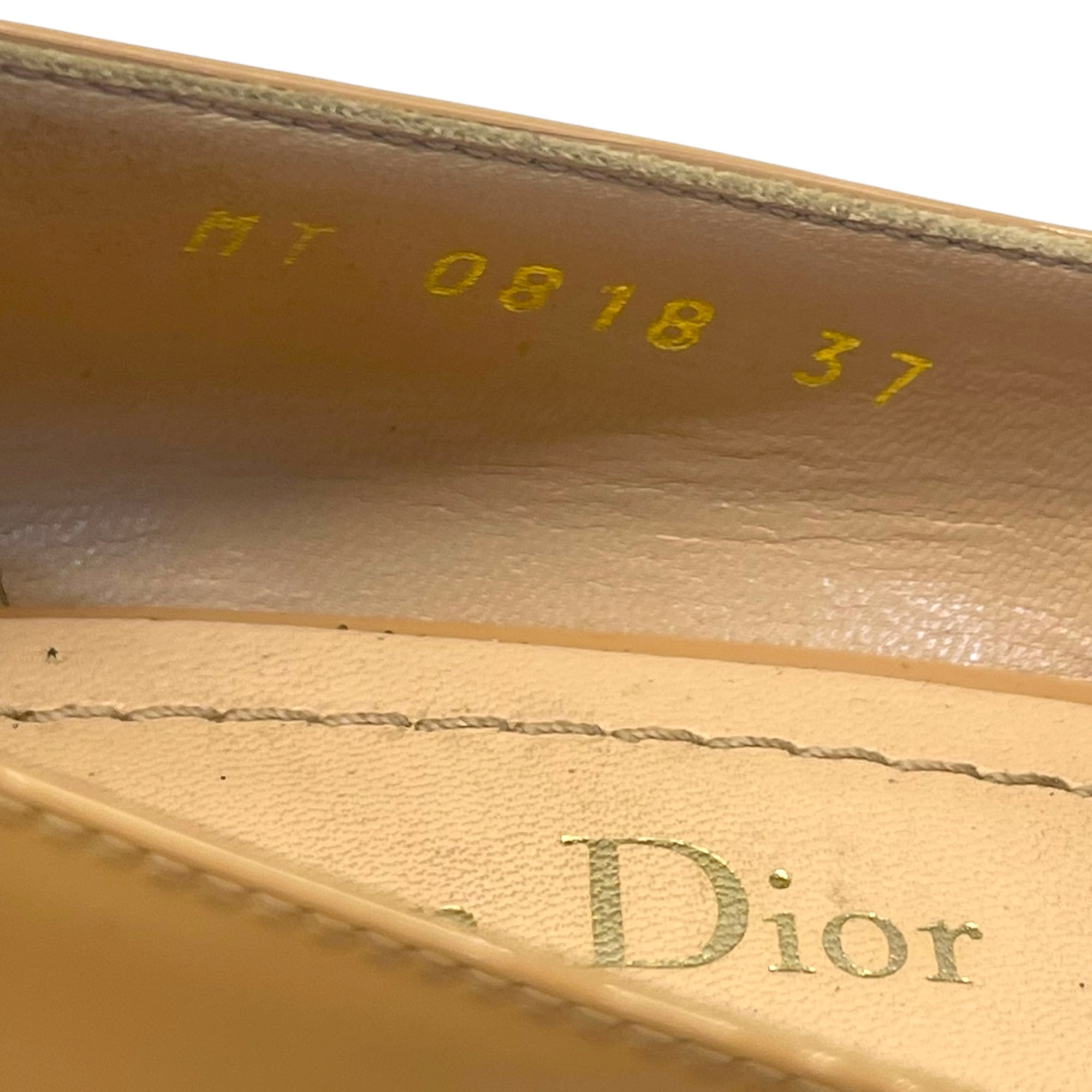 Christian Dior Beige Patent Leather Baby-D Bellet Pumps Size - 37