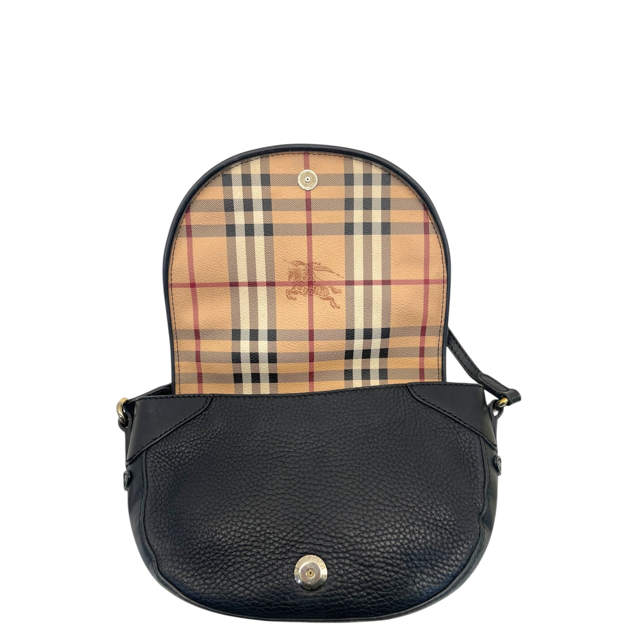 Burberry Haymarket Check Maydown Crossbody Bag in Black Leather and Coated Canvas