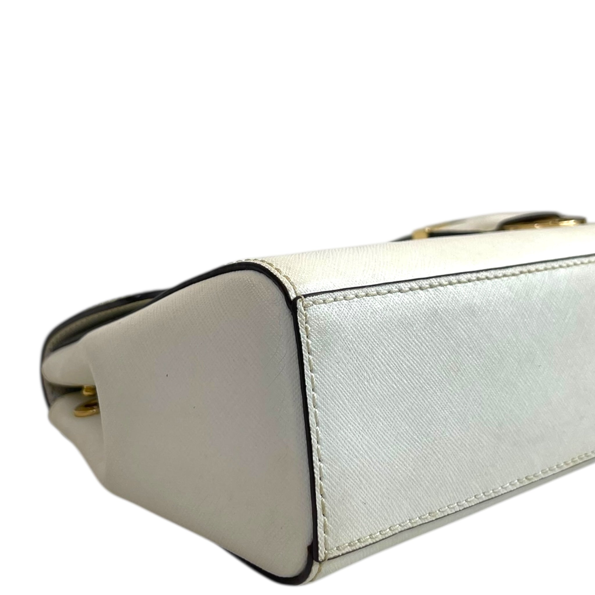 Michael Kors Ava Small White Leather Top Handle Bag