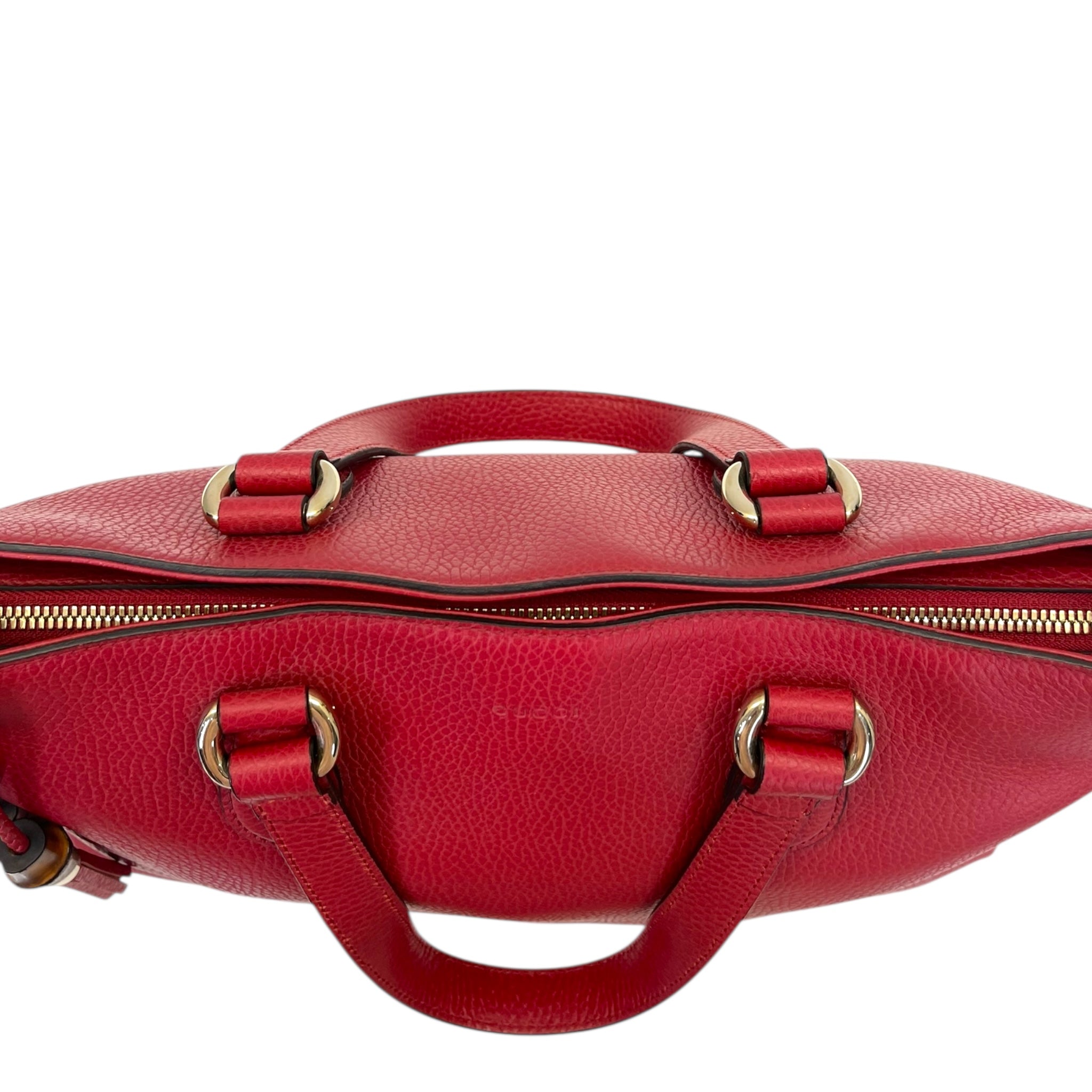 Gucci Bamboo Tassel Tote Red Leather