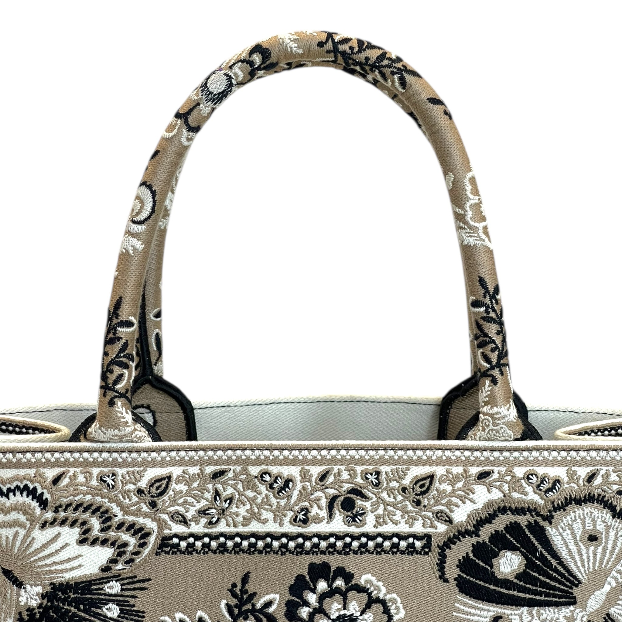 Christian Dior Medium Book Tote Bag Beige Butterfly Bandana Embroidery