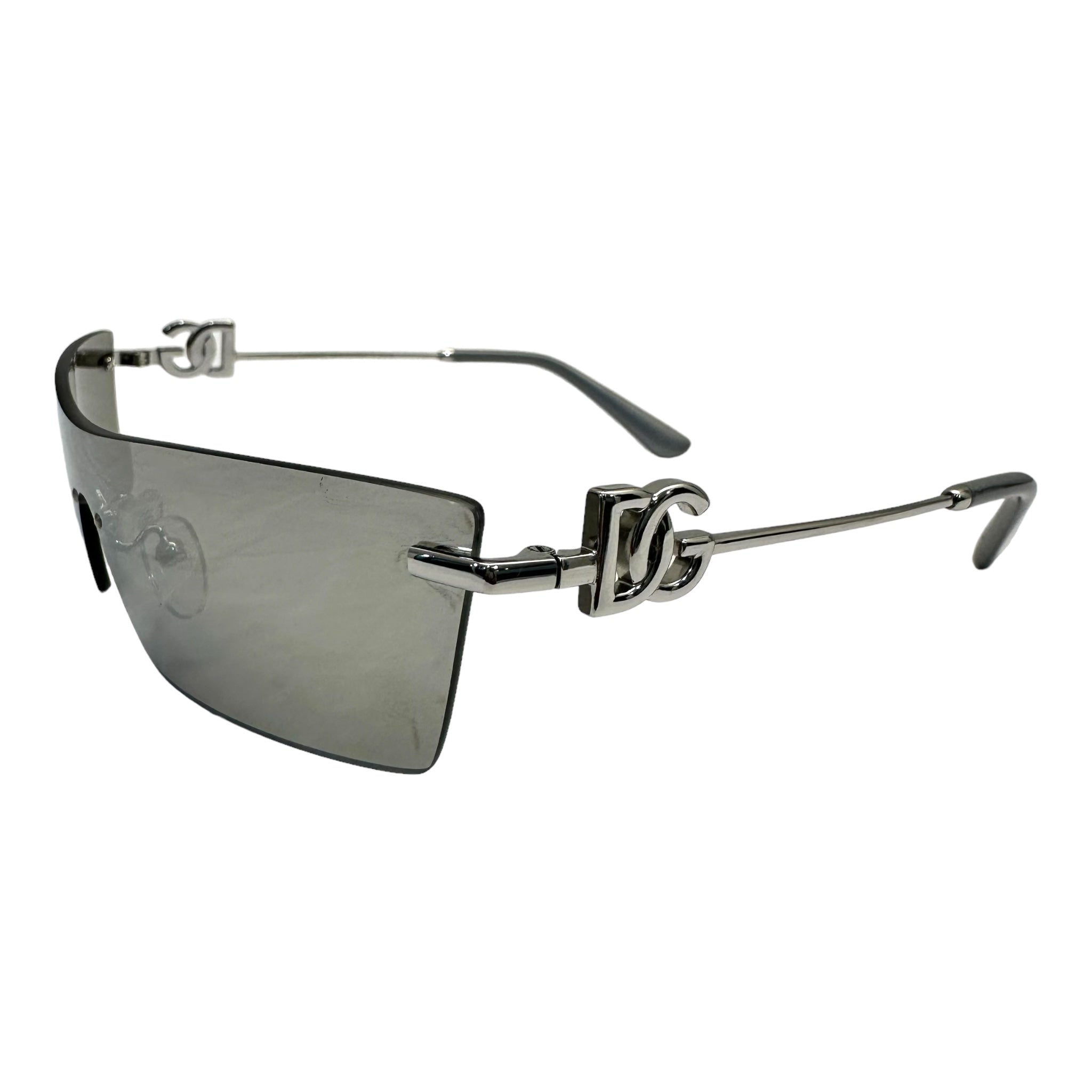 Dolce Gabbana Silver Mirror Shield Sunglasses