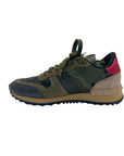 Valentino Multicolor Camo Print Leather and Suede Rockrunner Sneakers Size EU 35