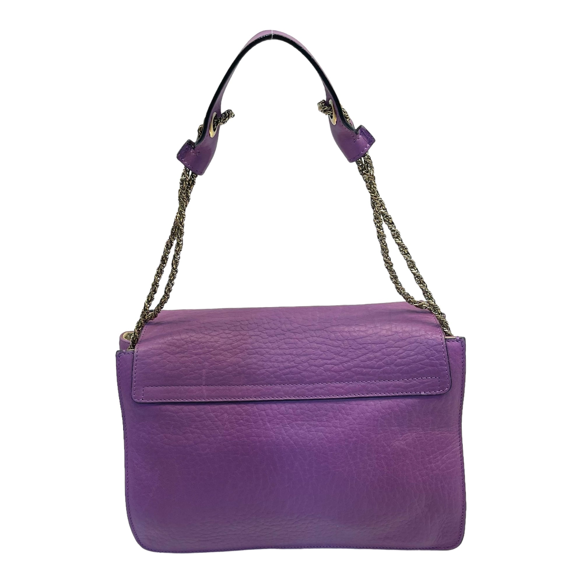Chloe Purple Leather Medium Sally Flap Shoulder Bag