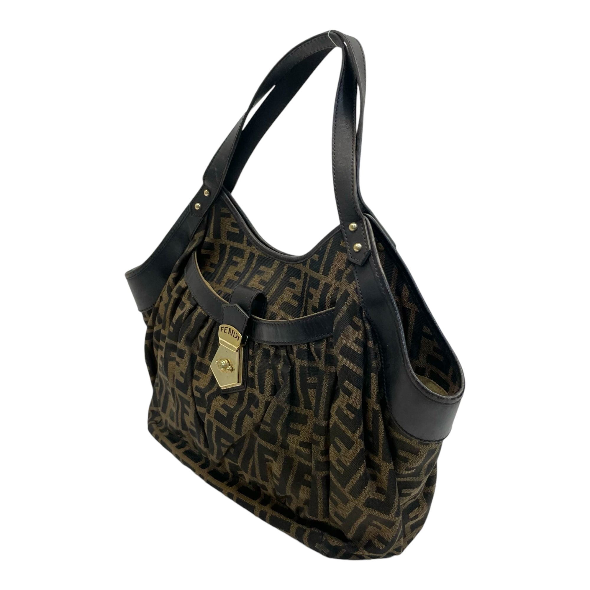 Fendi Zucca Canvas & Leather Borsa Chef Tote Bag