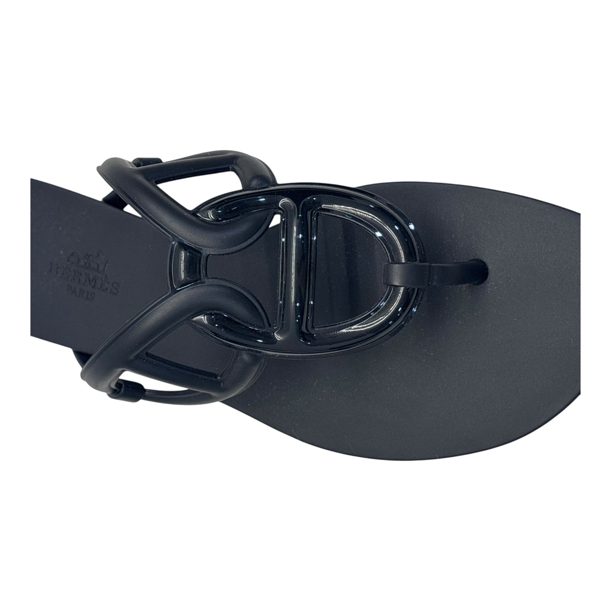 Hermes Black Rubber Egerie Thong Flats EU 38