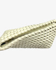 Bottega Veneta White Intrecciato Leather Structure Clutch