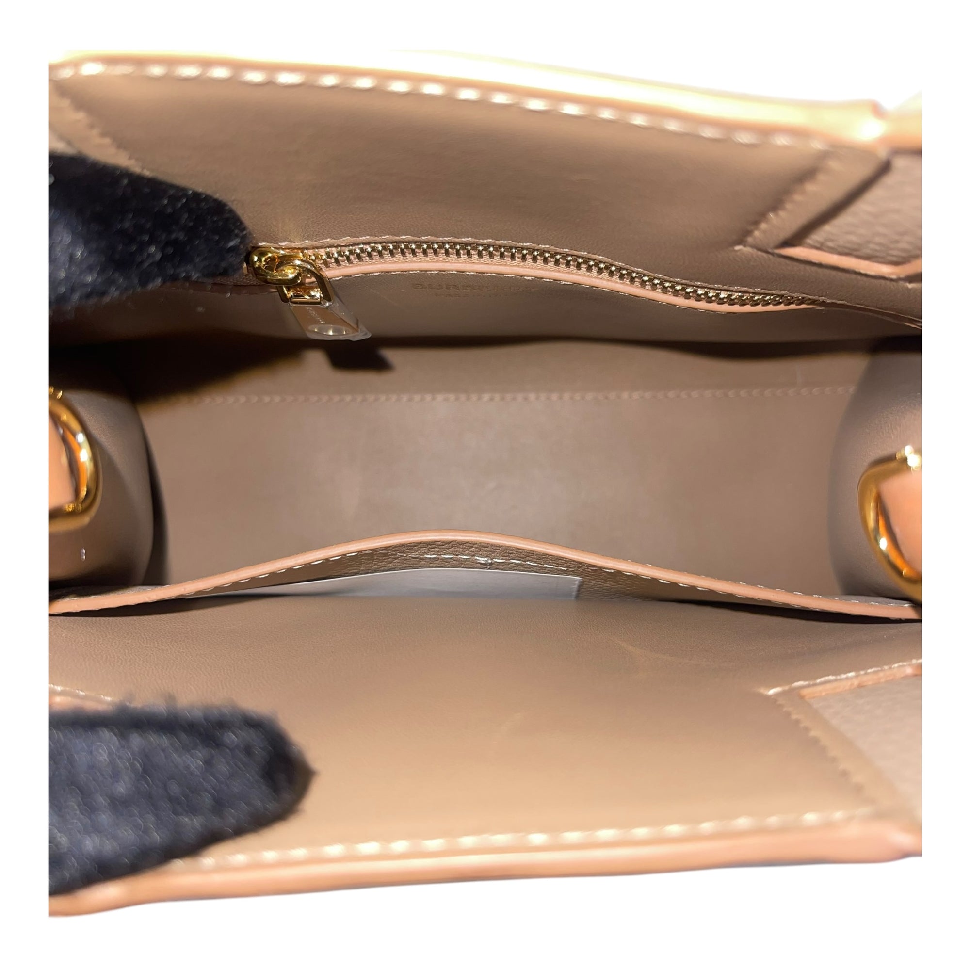 Burberry Ivory/Brown Leather and Canvas Mini Frances Tote Bag