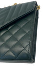 Yves Saint Laurent Dark Green Chevron Quilted Leather Envelope Flap Bag