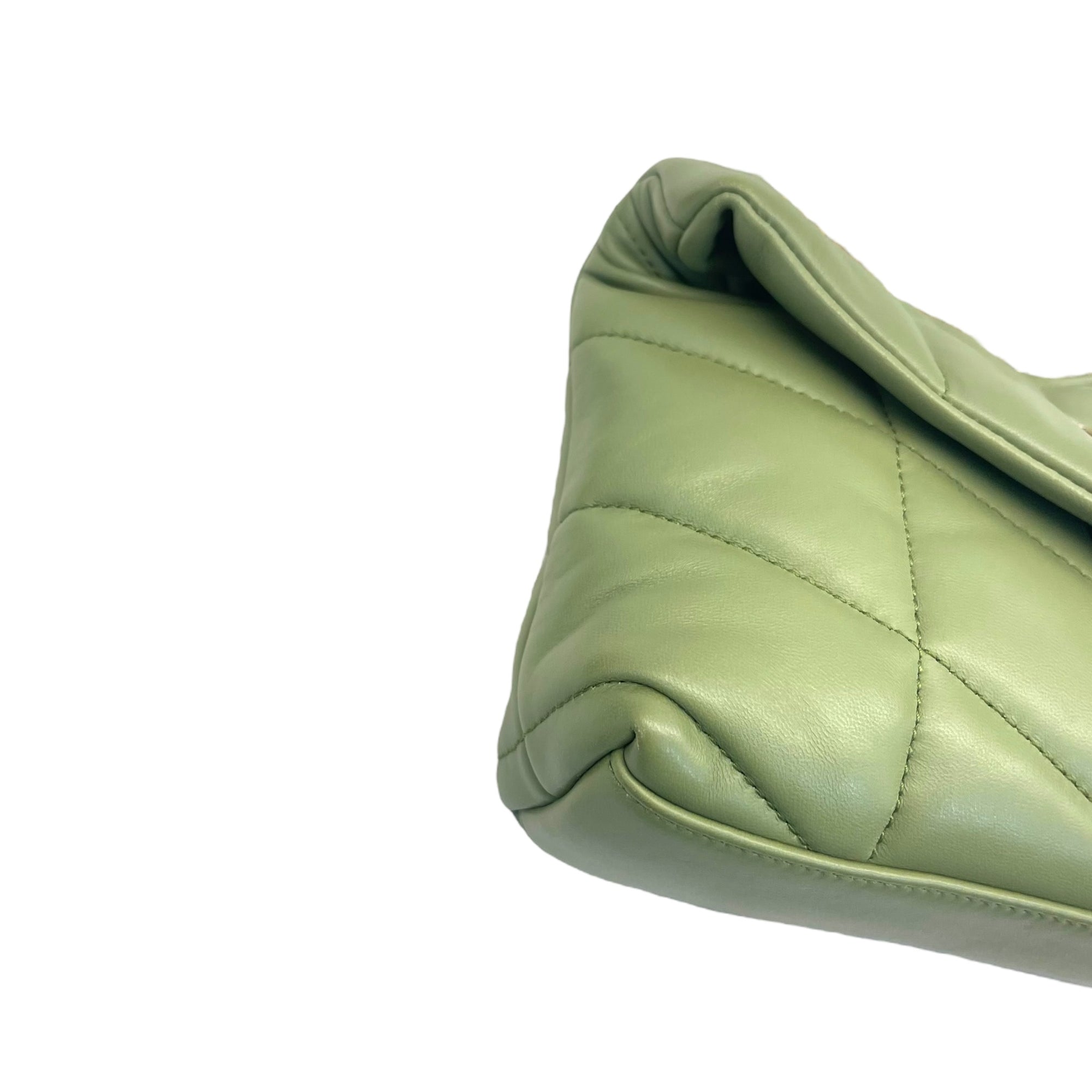 Saint Laurent Olive Puffer Leather Medium Loulou Shoulder Bag