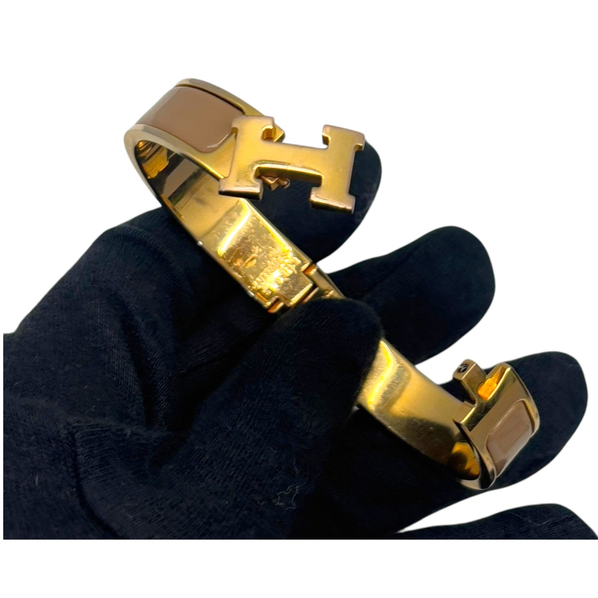 Hermes Clic Clac H Enamel Gold Plated Bracelet