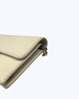 Gucci Cream Leather Interlocking G Flap Chain Clutch