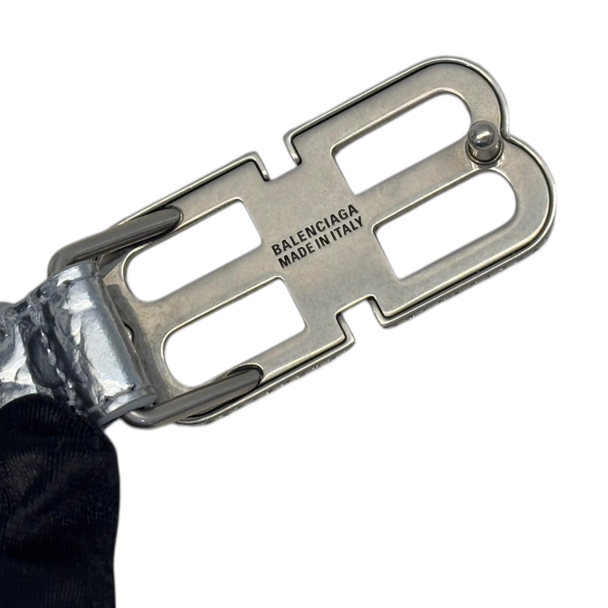 Balenciaga Women's BB Hourglass Silver Embellished Belt