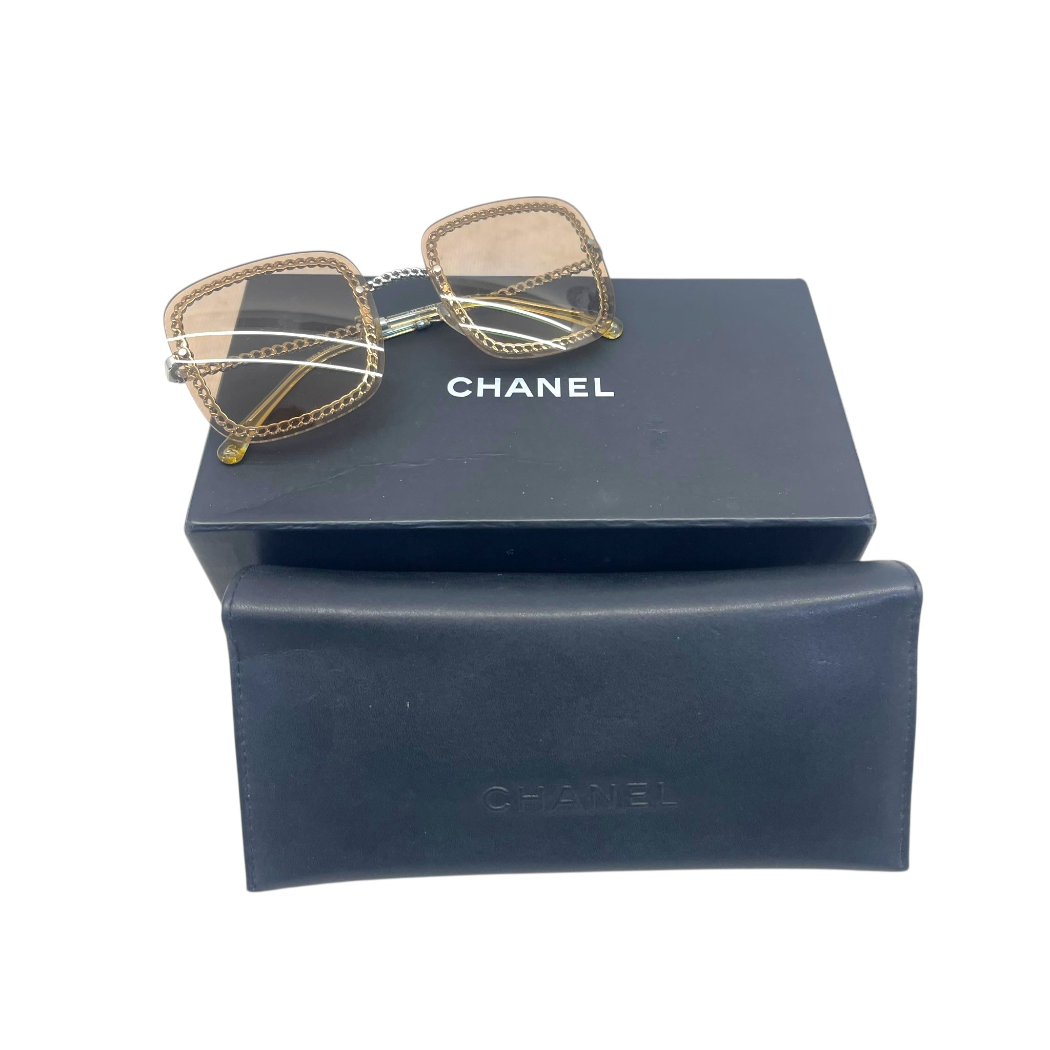 Chanel Silver Chain Detail 4244 Square Sunglasses