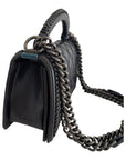 Chanel Midnight Quilted Leather Medium Wild Stitch Chain Boy Top Handle Bag