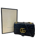 Gucci Black Quilted Leather GG Marmont Medium Matelasse Shoulder Bag