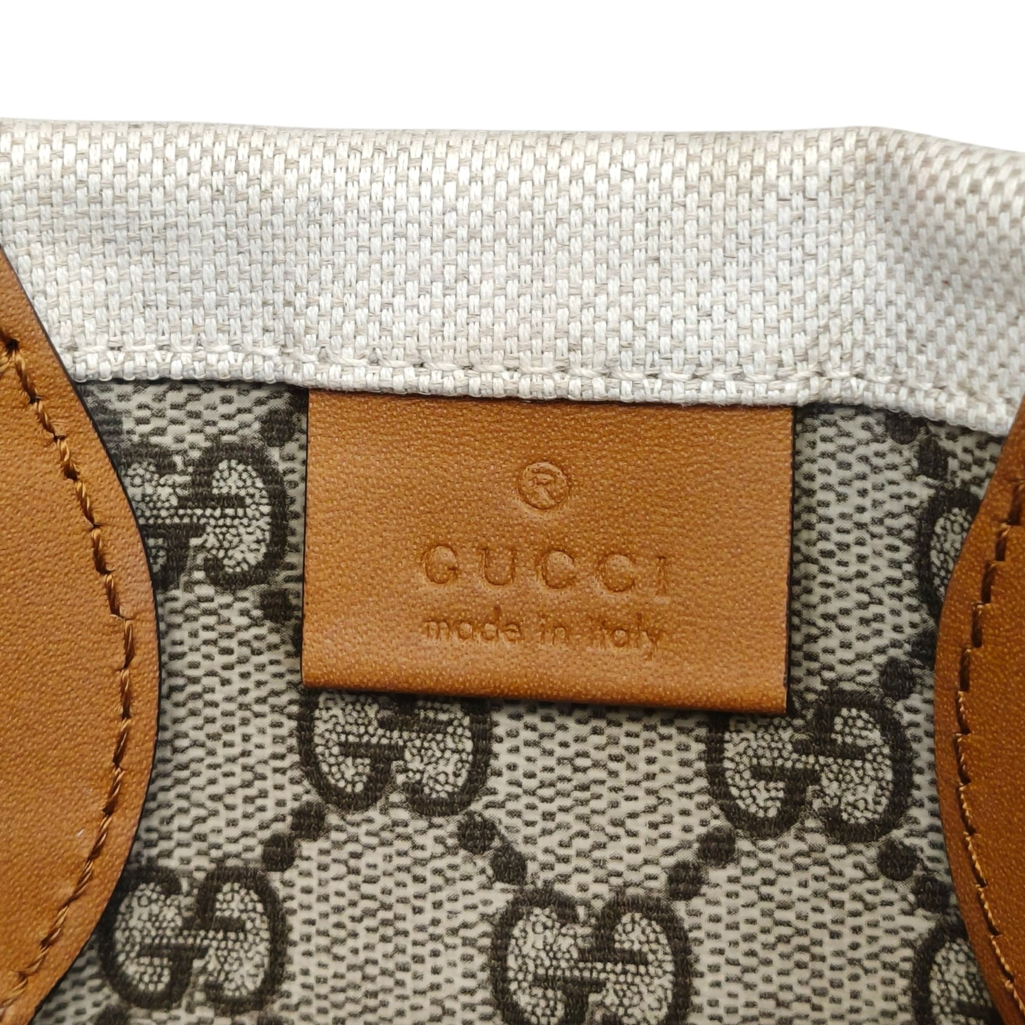 Gucci Mini Tote Bag With Gucci Print Beige Brown
