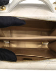 Gold Chanel Medium Lambskin Golden Plate Vanity Case Satchel