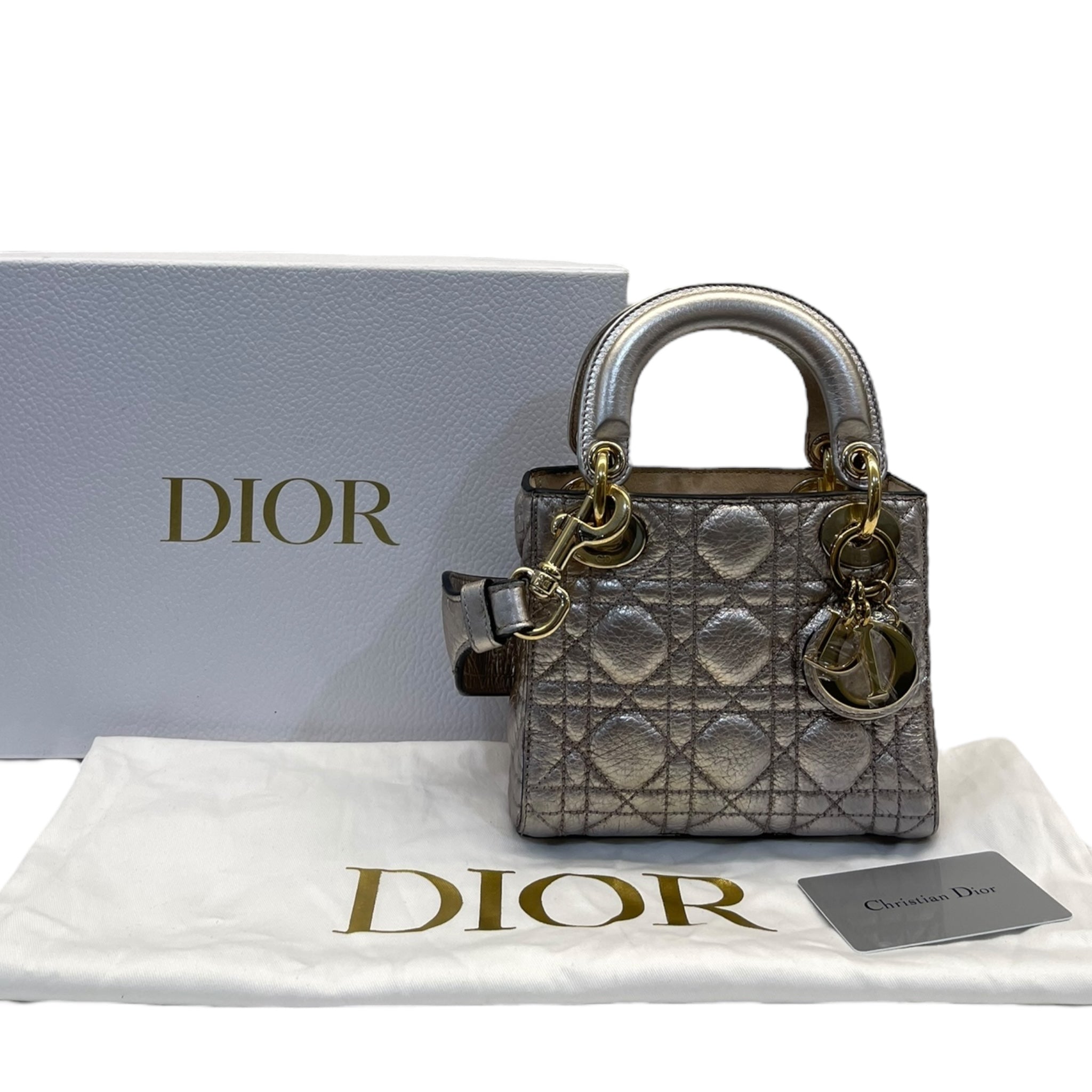 Christian Dior Mini Lady Dior Metallic Cannage Bag