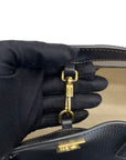 Burberry TB Monogram Tote in Black Leather