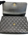 Chanel Grey Caviar Leather Coco Top Handle Bag