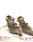 Valentino Beige Patent Leather Rockstud Ankle Strap Sandals EU 37.5