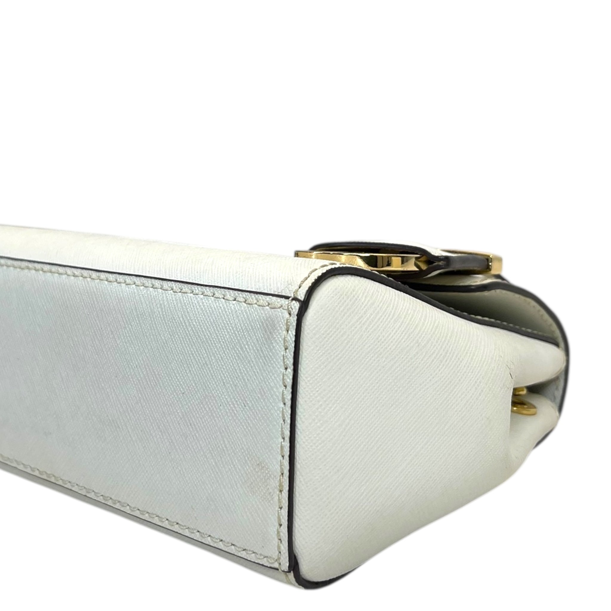 Michael Kors Ava Small White Leather Top Handle Bag