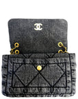 Chanel 25K Large Flap Bag Black Washed Denim