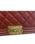 Chanel Boy Flap Red Bag Medium Calfskin Quilted