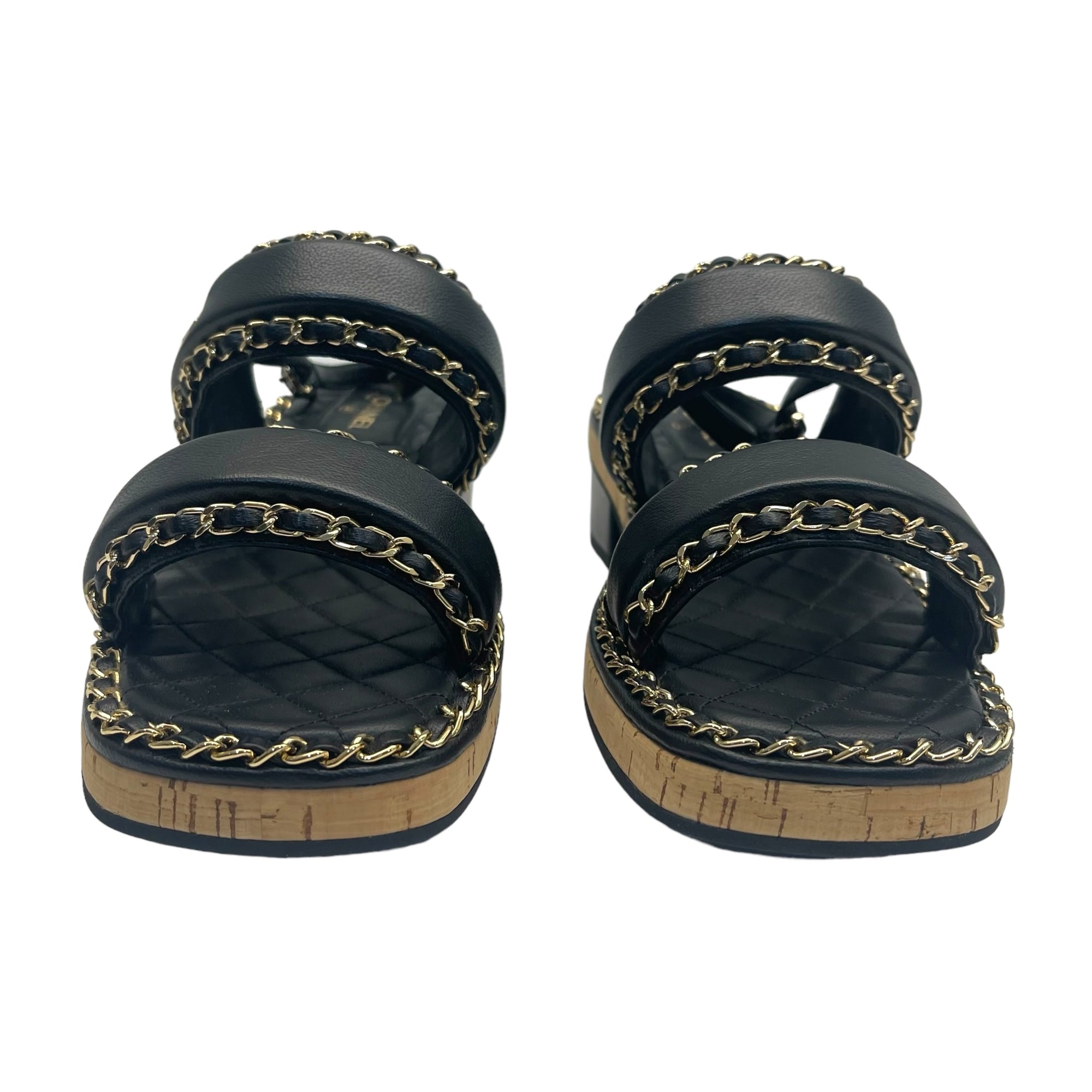 Chanel Black CC Chain Slides Sandal EU 41C