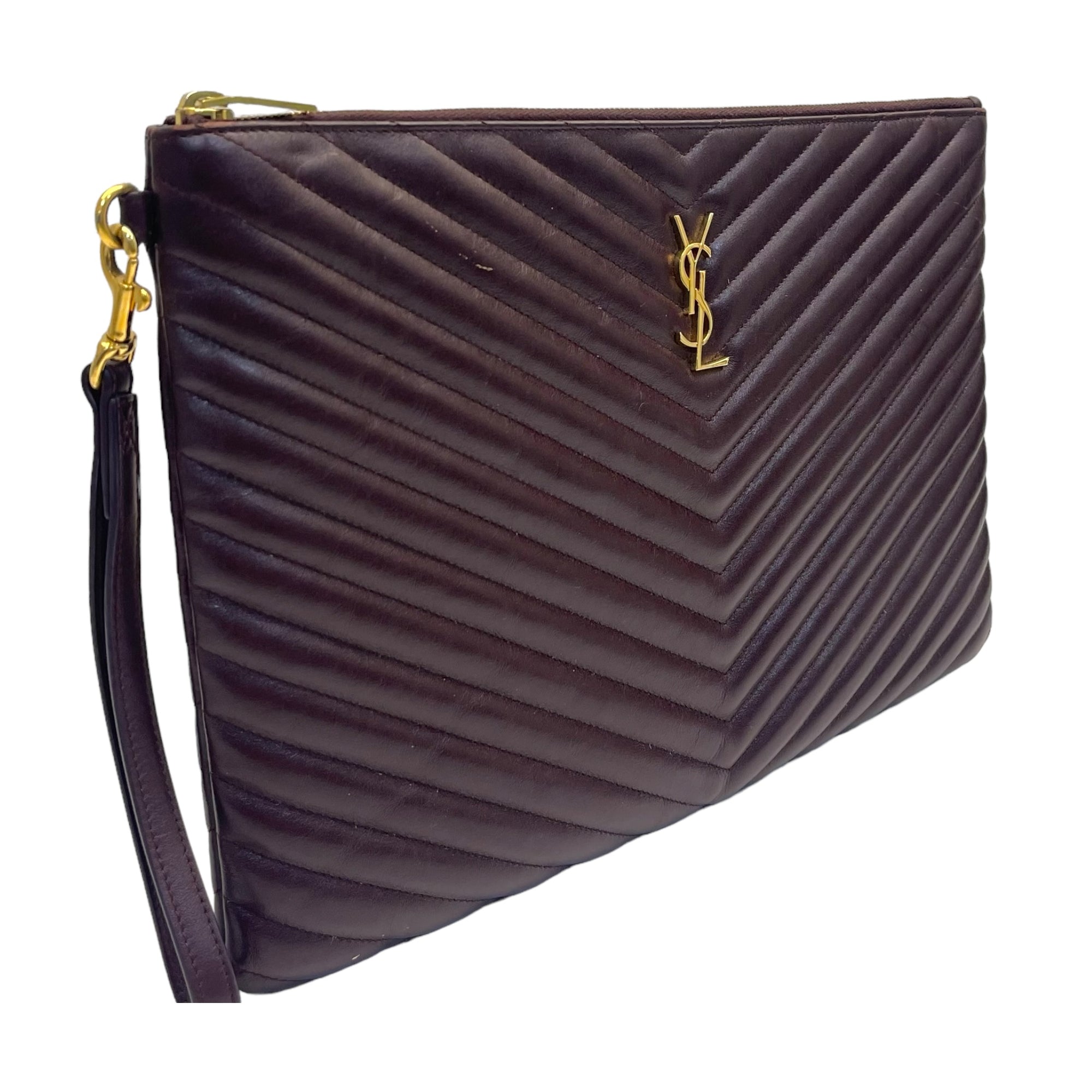 Yves Saint Laurent Burgundy Matelasse Leather document Holder