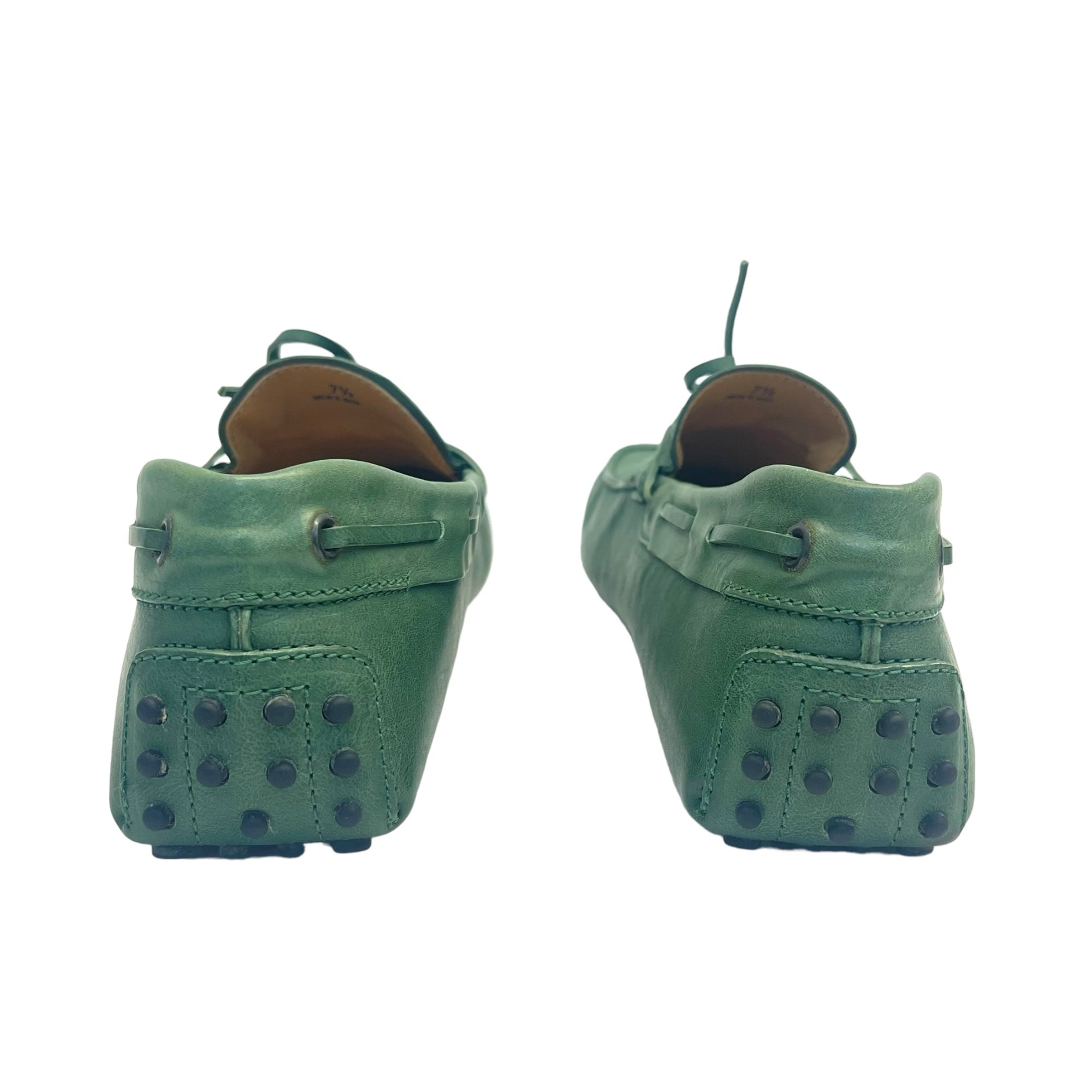 Tod's Green Leather Gommino Slip On Loafers Size EU 40