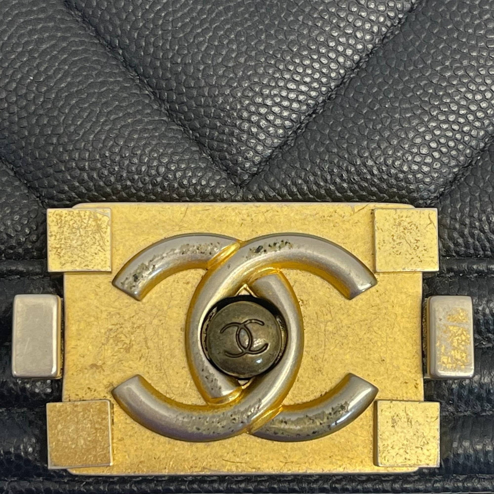 Chanel Boy Bag Small in Chevron Quilted Calfskin Black