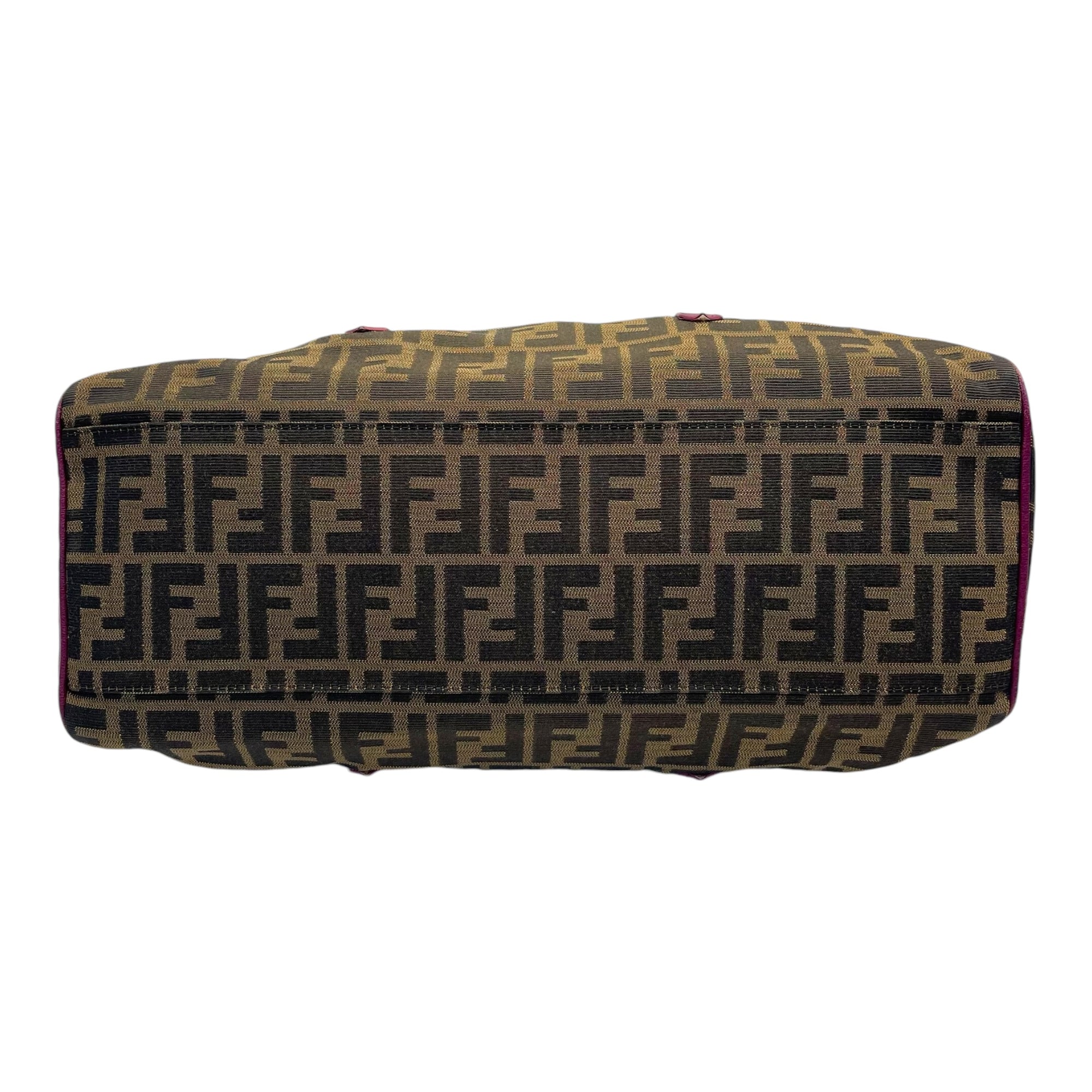 Fendi Tobacco/Purple Zucca Canvas and Suede Medium Chef De Jour Bag