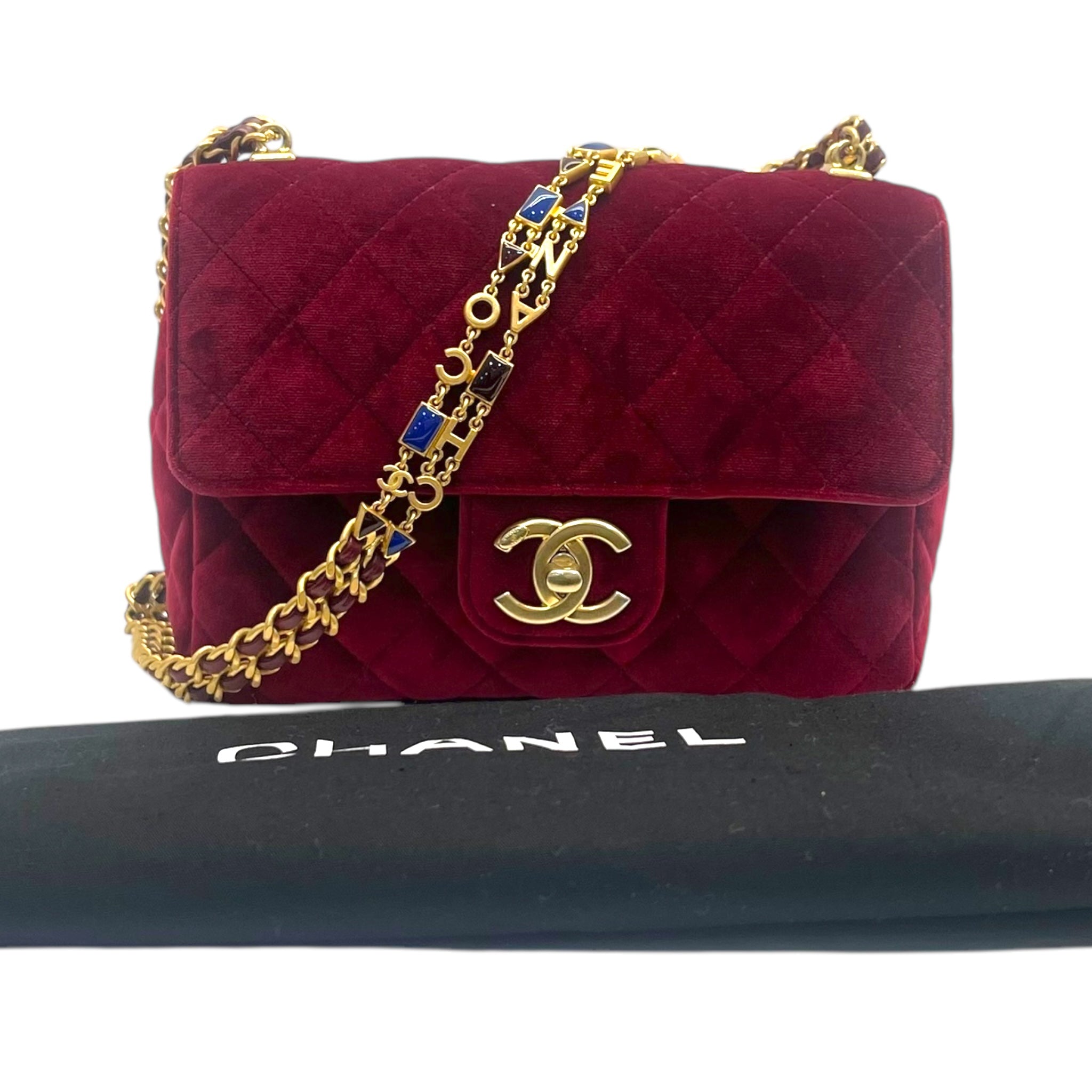 Chanel Red Velvet Flap Mini
