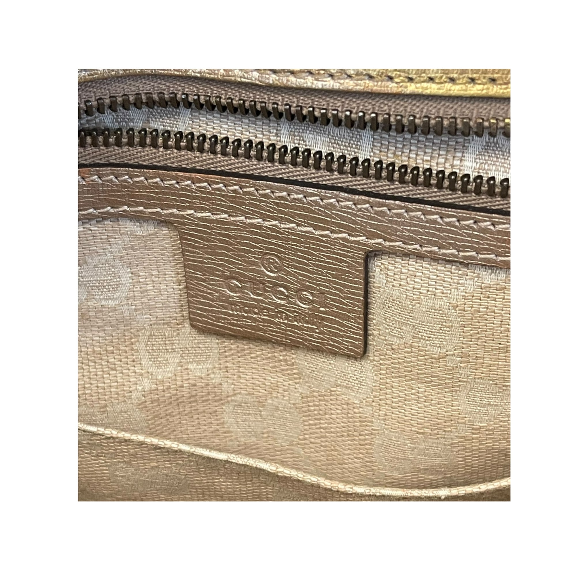 Gucci Gold Metallic Leather Horse Bit Clutch