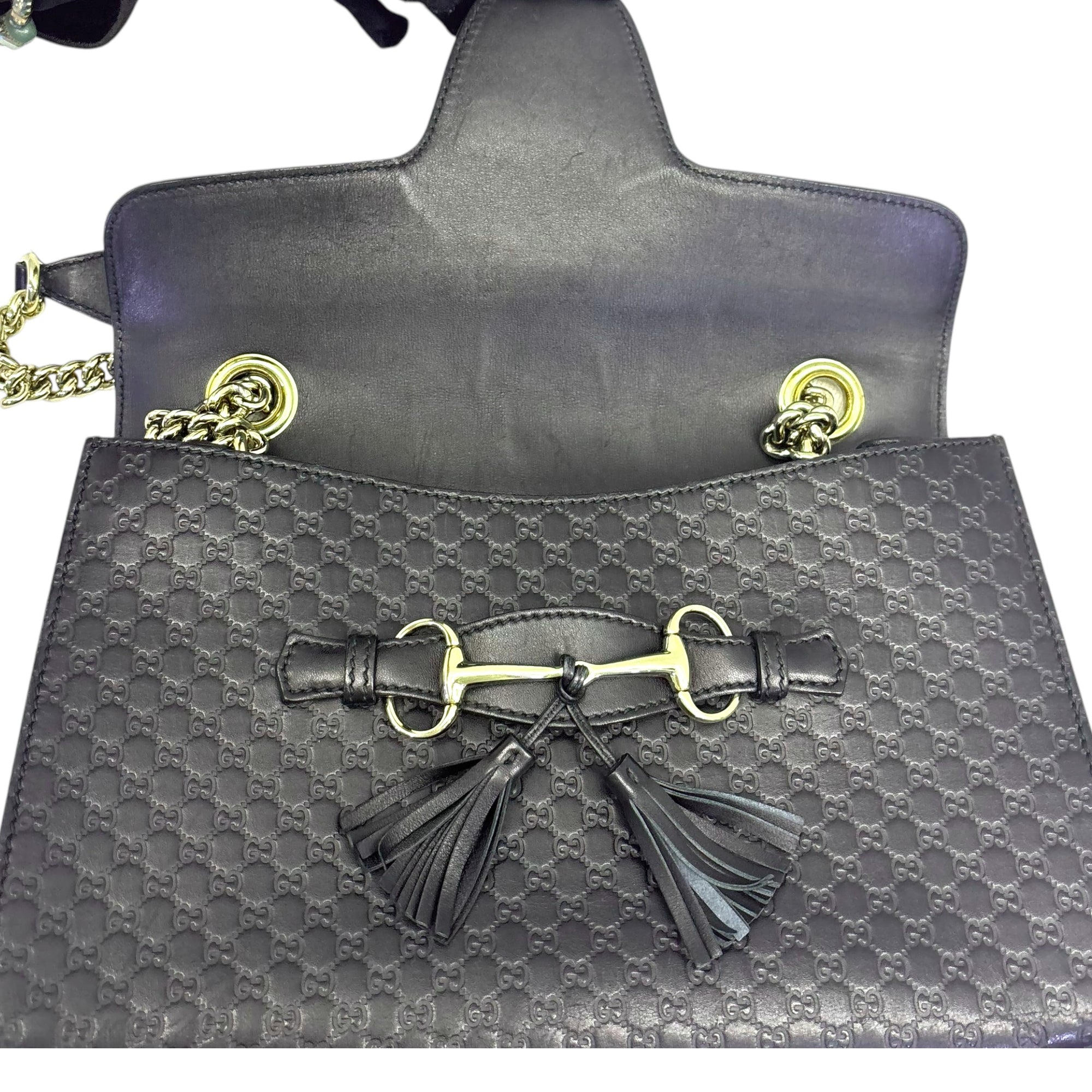 Gucci Emily Black Guccissima Leather Shoulder Bag