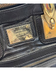 Versace Black/Gold Quilted Leather Satchel