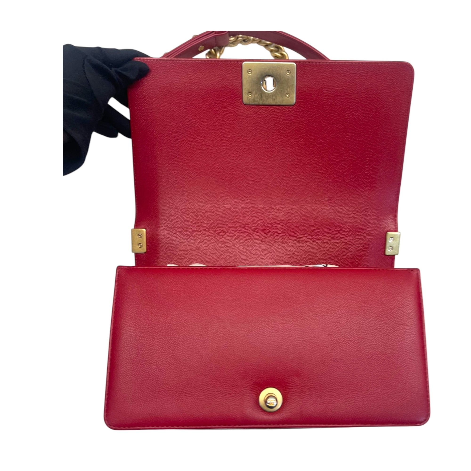 Chanel Boy Flap Bag Medium Lambskin Red