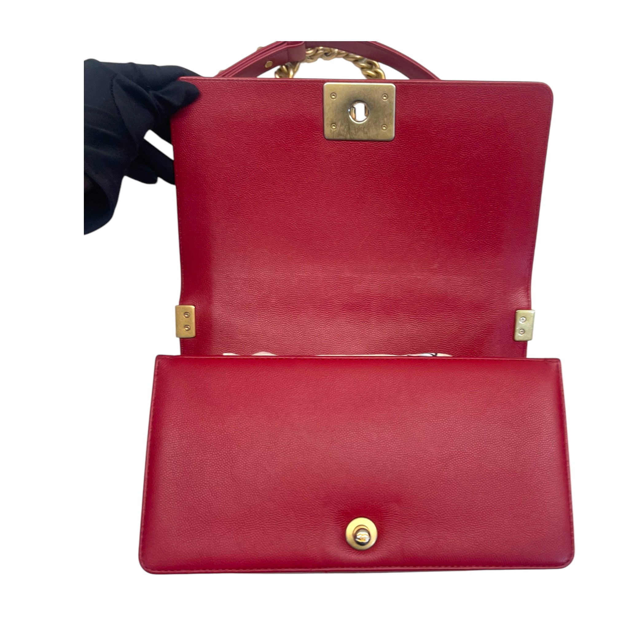 Chanel Boy Flap Bag Medium Lambskin Red
