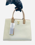 Burberry Ivory/Brown Leather and Canvas Mini Frances Tote Bag