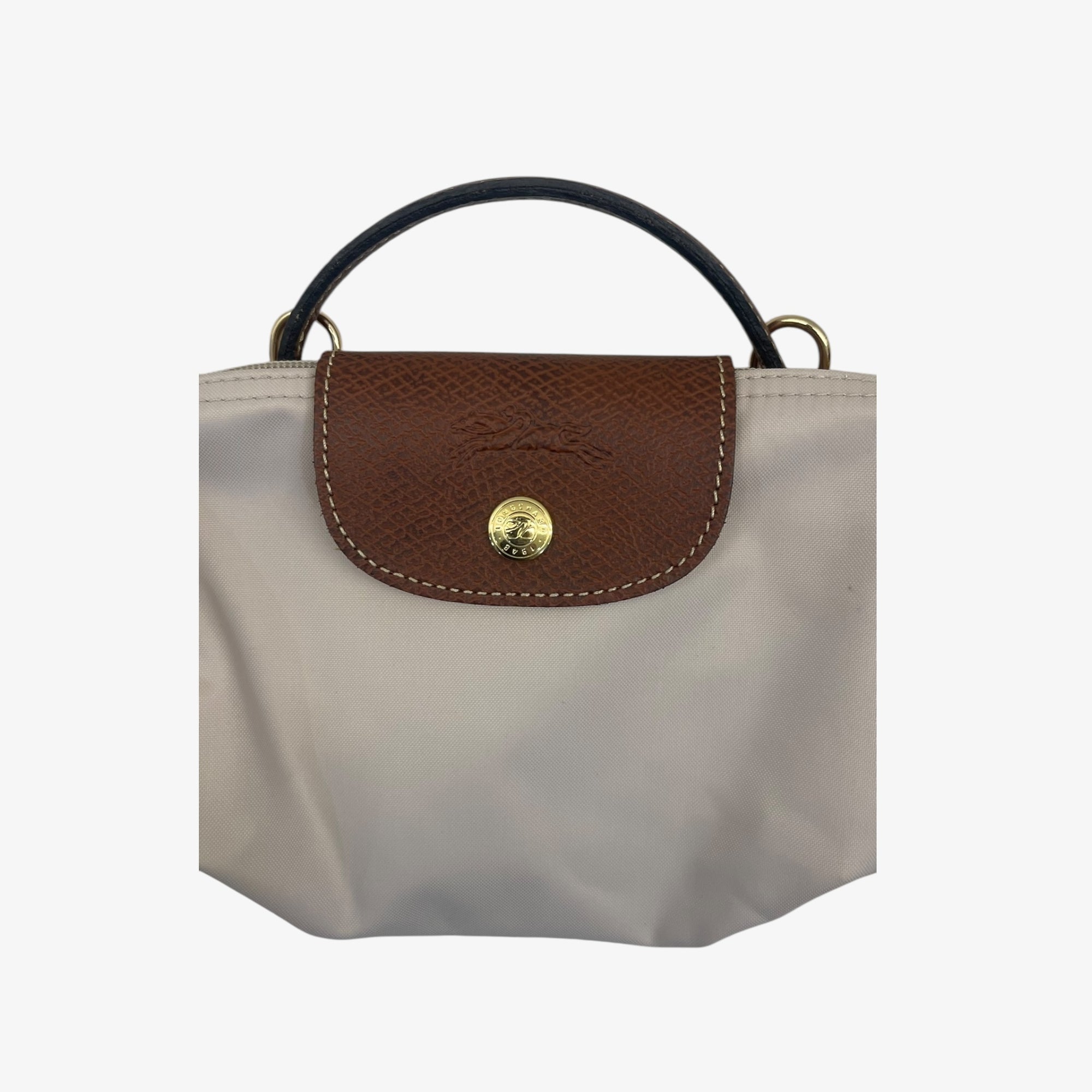 Longchamp Off White Nylon Le Pliage Handle Pouch